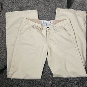 Trovata Birds of Paradis Wide Leg Chino Pants Unique Button Details 100% Cotton